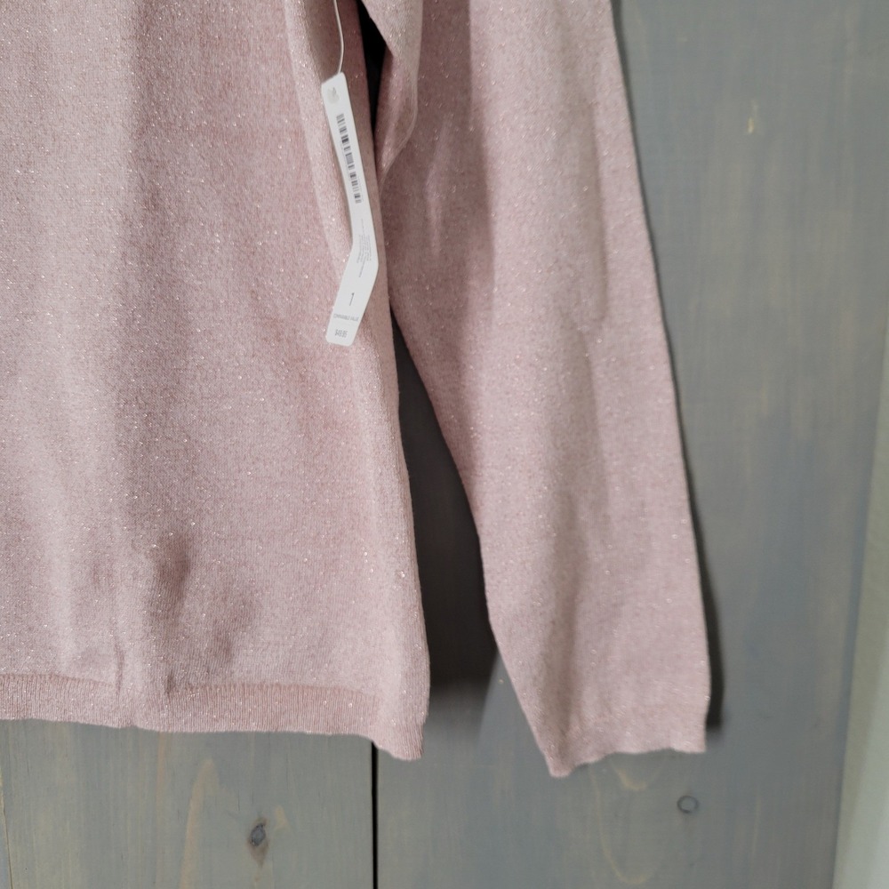 Chico's‎ Turtleneck Sweater Womens 1 Pink Sparkle Ashlan Pullover Metallic - Picture 5 of 8